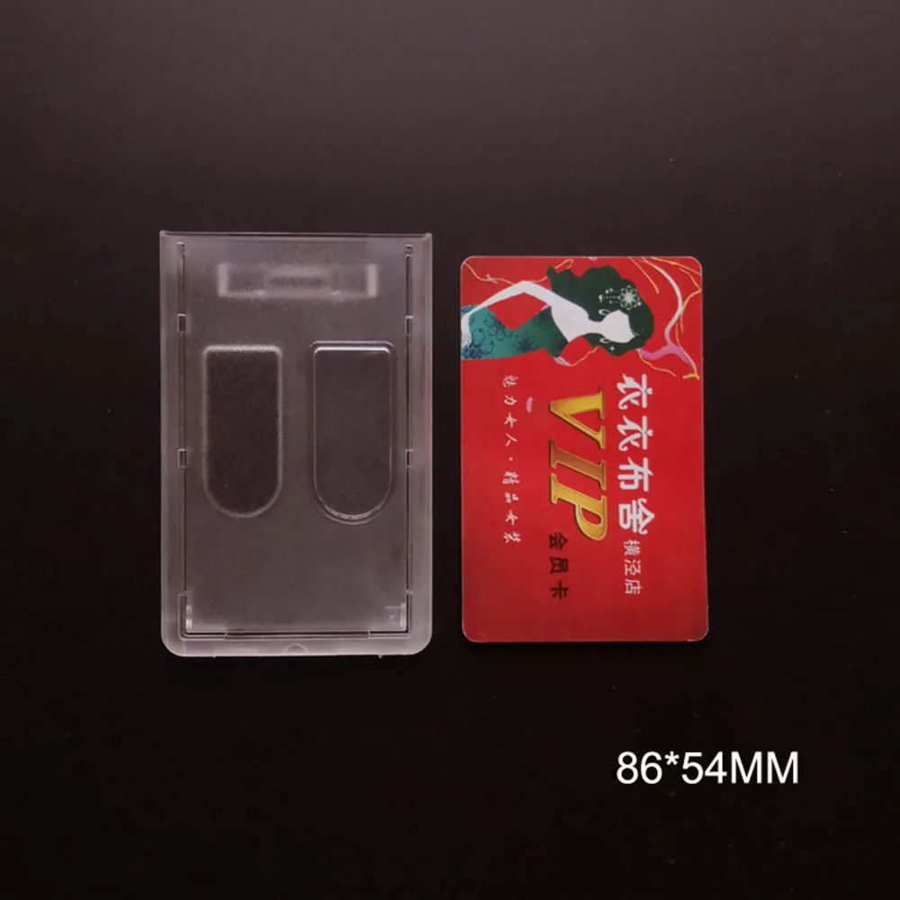 

Acrylic Vertical Hard Plastic ID Badge Holder Double Card Cover Pocket Bus Bank credit cards Protector Cardholder Id Card Cover