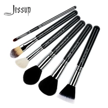 Jessup кисти 6 шт. набор кистей для макияжа Профессиональные инструменты набор пудры Duo Fibre коническая основа контура лица кисти для губ T108