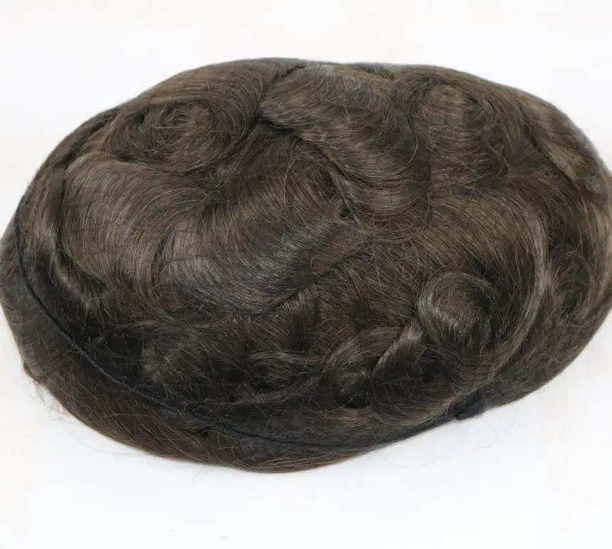 Незаметная полная швейцарская кружевная Мужская замена волос система Toupee волос кусок с натуральной линией волос - Парик Цвет: 3 #