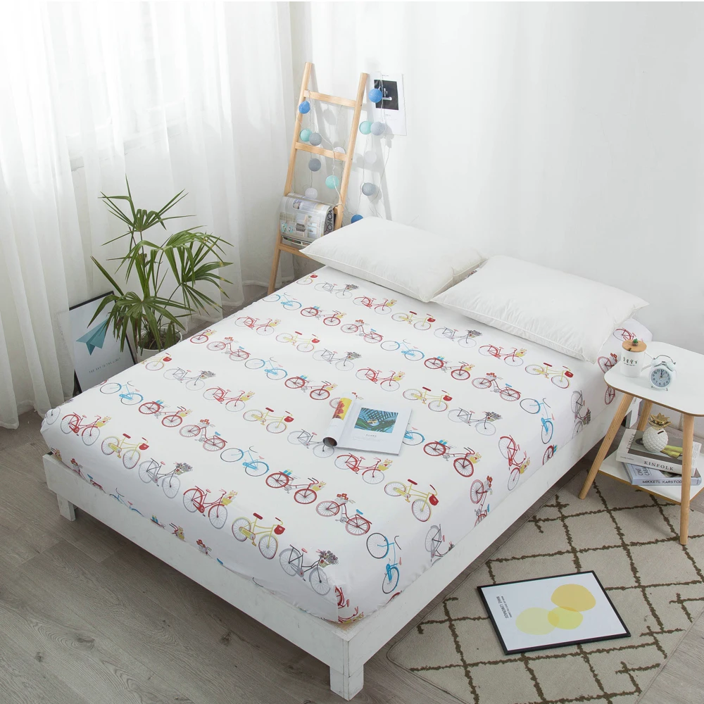

Fashion cartoon soft microfiber fabric fitted sheet mattress cover with elastic rubber band bed sheet twin full queen king size