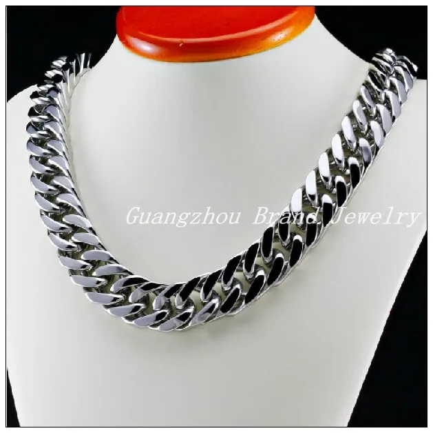 Zoe-clothes-store Mens Stainless Steel Cuban Link Chain Necklaces Gold Color Steel Curb Necklace for Men 6mm 18-30 Hiphop Jewelry