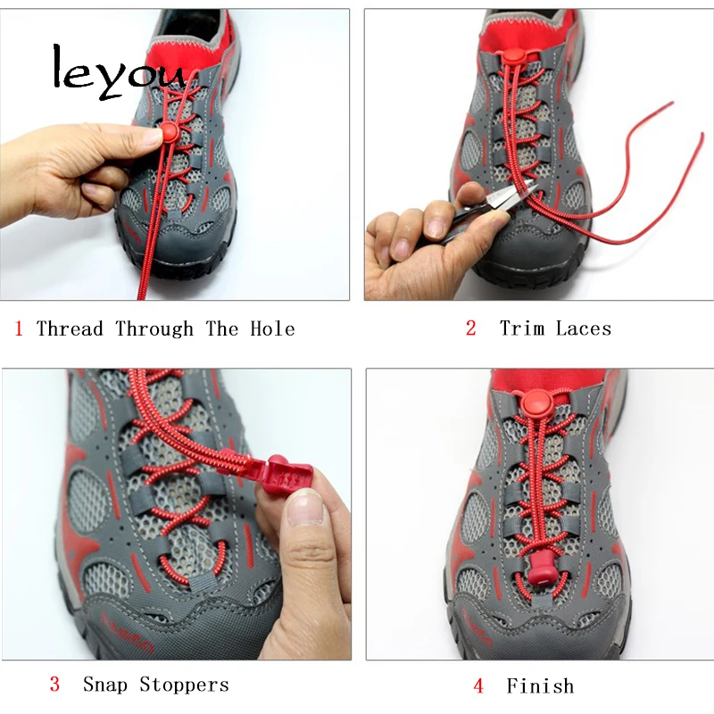Leyou 100 см новые эластичные шнурки без галстука для бега/спорта, шнурки с быстрым замком, шнурки для обуви, цветные шнурки для ленивых ботинок