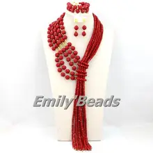 Популярные африканские Кристалл Бусины комплект ювелирных изделий нигерийские Свадебные Цепочки и ожерелья комплект ювелирных изделий aej710