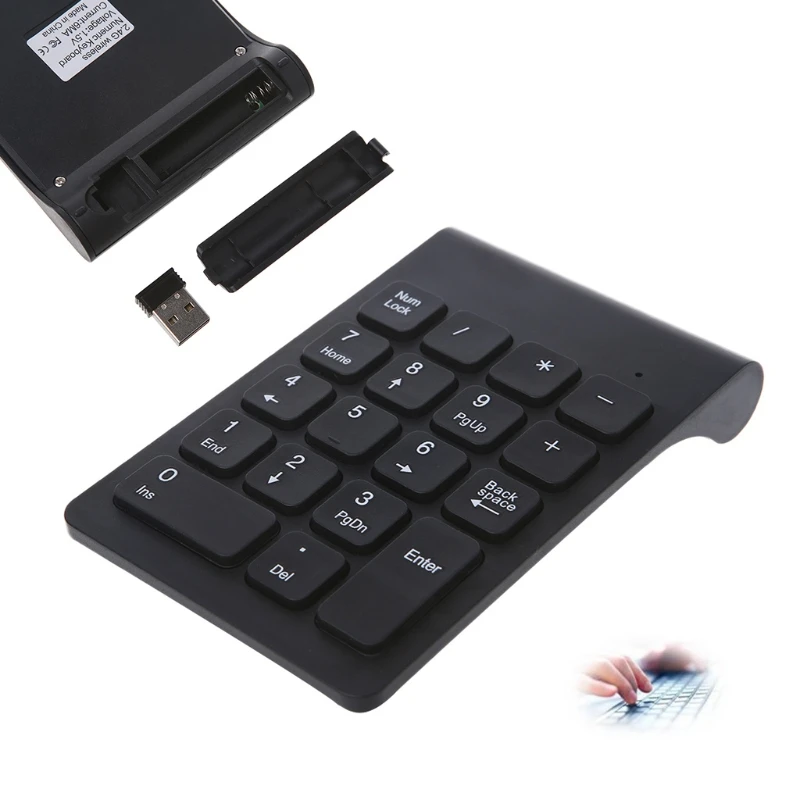 

Portable Numeric Keypad 2.4G Wireless Digital Keyboard USB Number Pad 18 Keys Numpad
