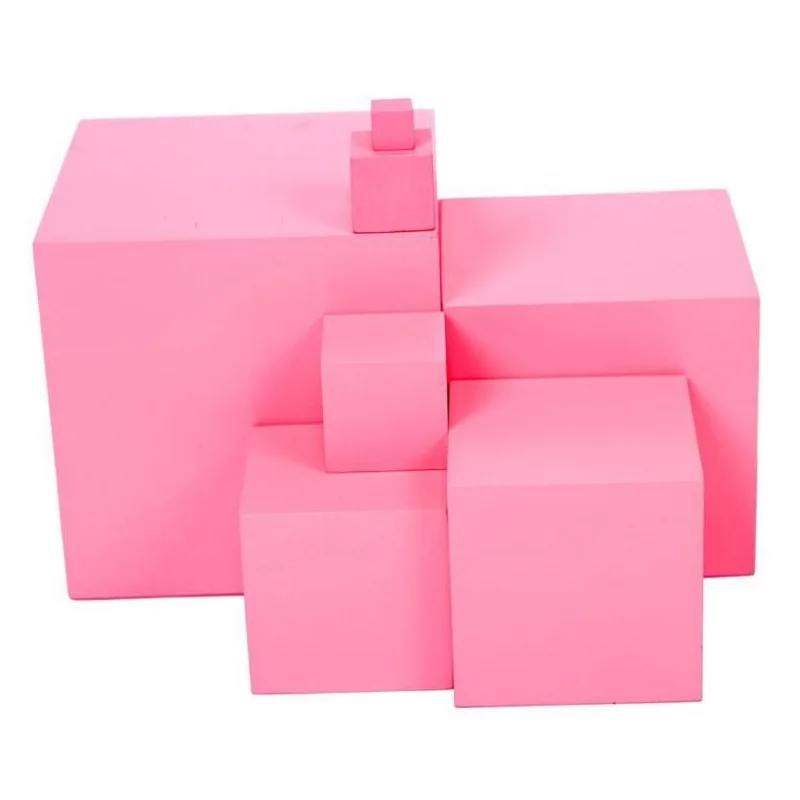  Montessori Educational Wooden Building Block Toys For Children Pink Tower Toy Baby Development Prac