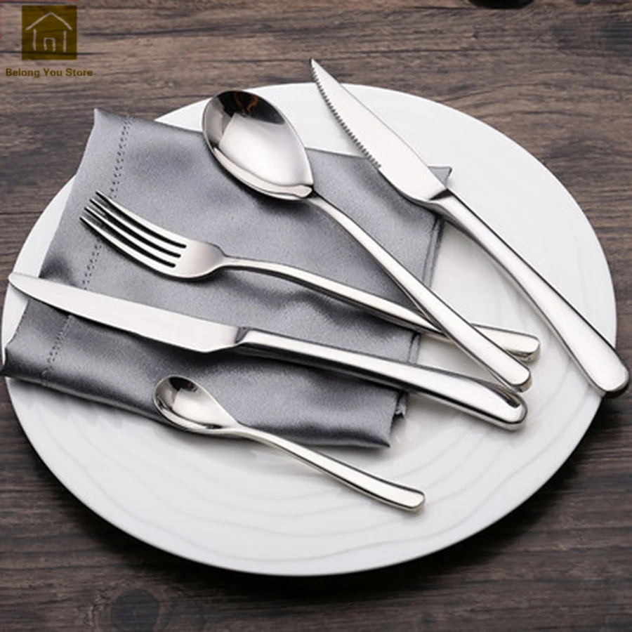 

Luxury Stainless Steel Knife Fork Cutlery Picnic Set Portacoltelli Restaurant Flatware Fourchettes Comping Tableware WKI035