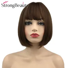 Сильная красота короткие парики боб Синтетические прямые волосы косплей парик для женщин 10 дюймов 3 цвета