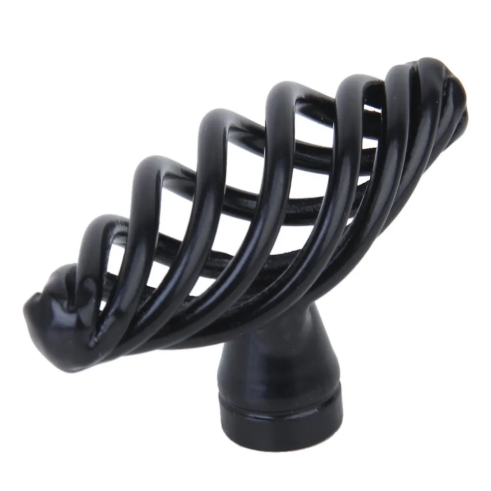 7cm Black Twist Cage Spiral Design Kitchen Cupboard Handles
