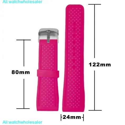24mm Magenta Color Silicone Jelly Rubber Ladies Watch Band Straps WB1078J24JB