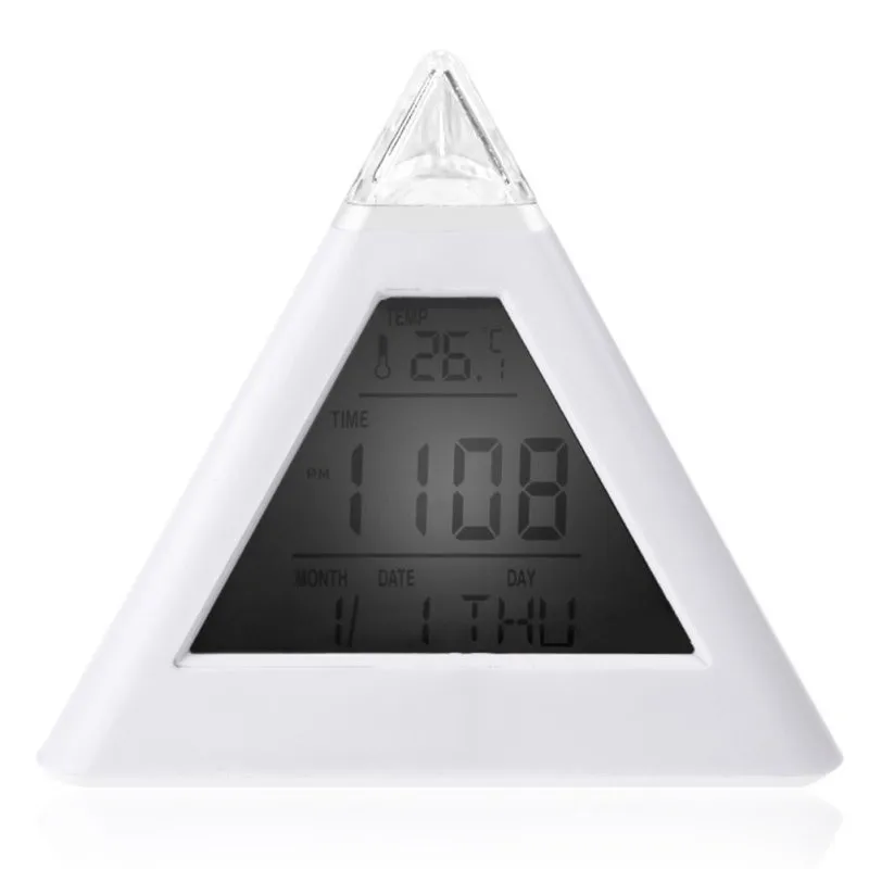 7 светодиодный пирамидальный ЖК-цифровой будильник с проекцией времени недели данных температуры термометр C/f час дома AB