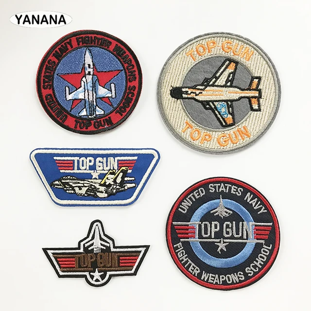Top Gun NAVY air force Badge Patches for Clothing DIY Stripes Applique Clothes Stickers Iron on Creative Badges Parches