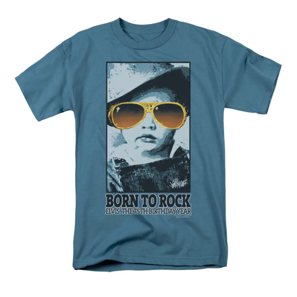 Возьмите Элвис Пресли Для Мужчин's Born To Rock футболка Сланец rockabilia | Мужская