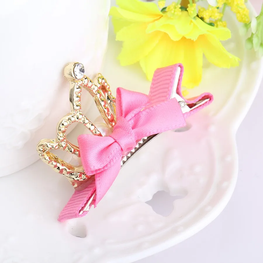 Q Cute Sweet Hair Accessories Crown Rhinestone Bow Barrette Accessories