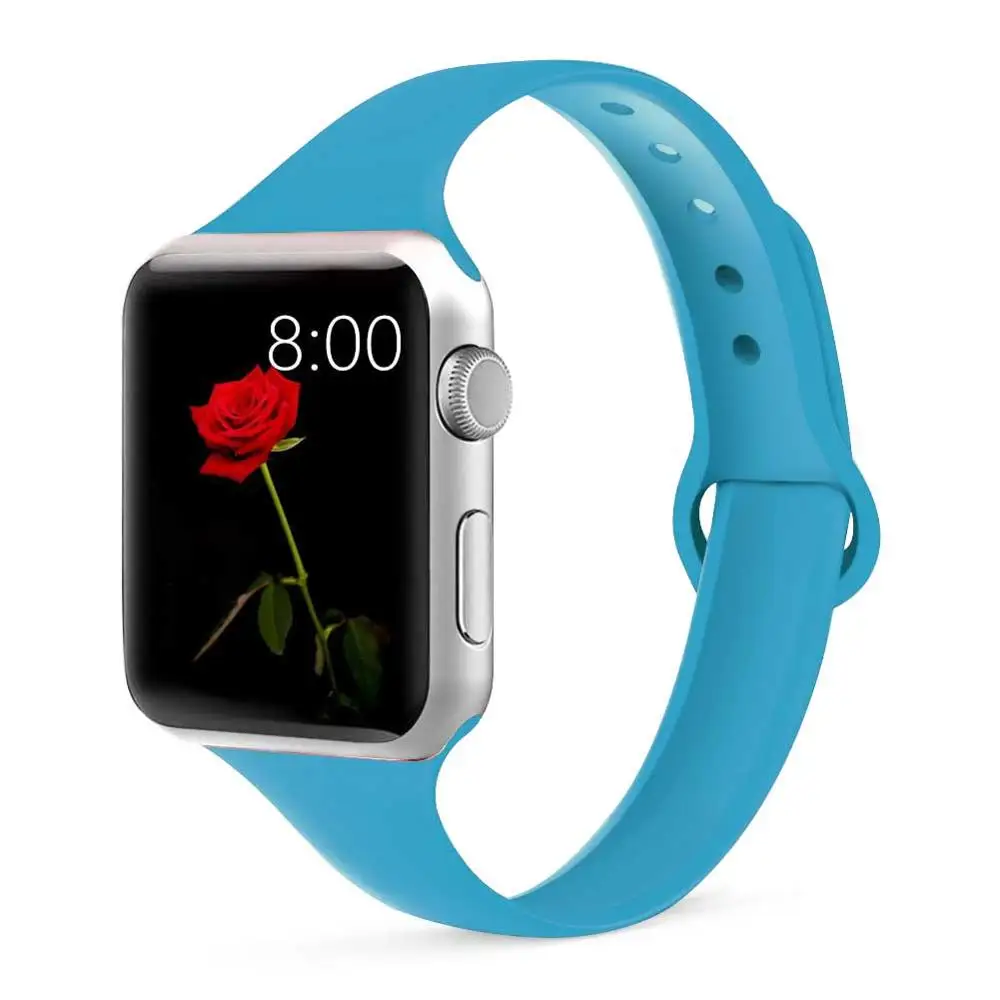 Силиконовый ремешок для Apple Watch 38 мм 42 мм iWatch 4 ремешок 44 мм 40 мм спортивный ремень браслет correa Apple watch 5 4 3 2 аксессуары - Цвет ремешка: denim blue 24