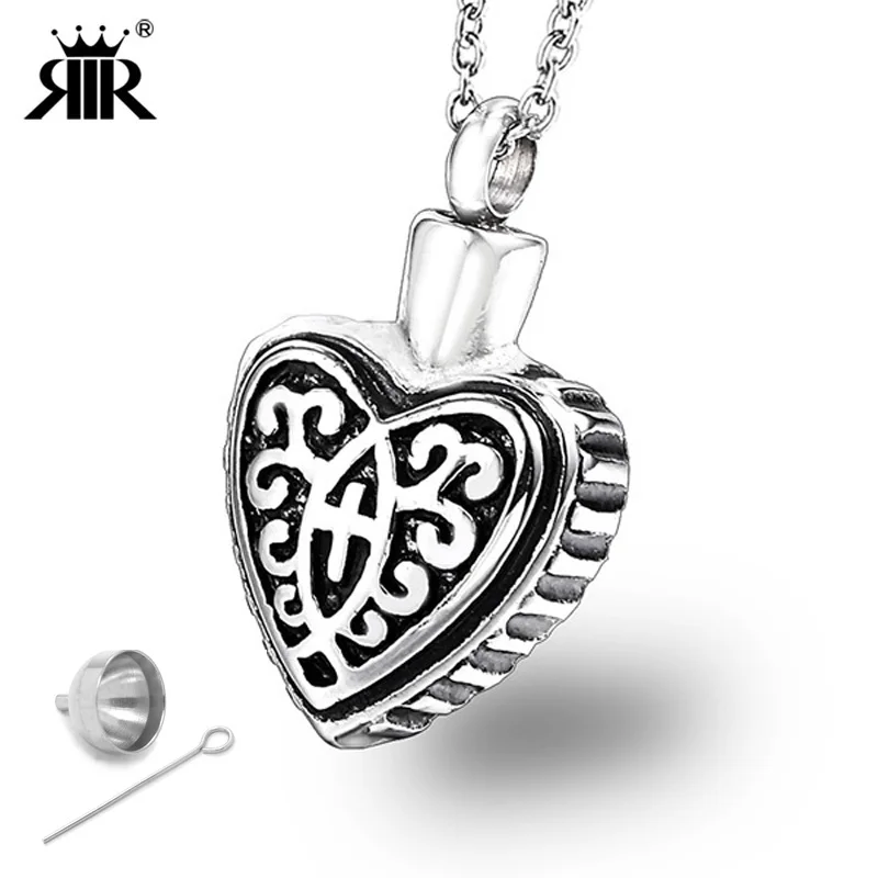 

RIR In Loving Memory Heart Cremation Urn Necklace,Stainless Steel Crucifix Heart Cremation Jewelry Holds Ashes Fur Sand Hair