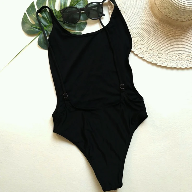 Цельный женский бикини пуш ап мягкий бюстгальтер Купальник Одежда для купания пляжная одежда - Цвет: Черный