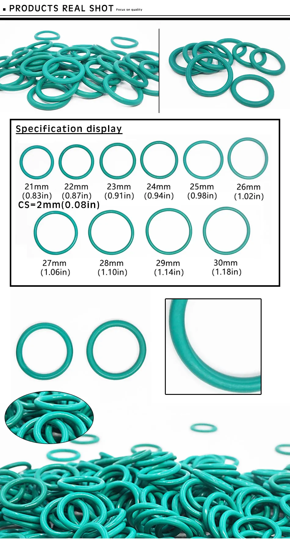 5PC/lot Fluorine rubber Ring FKM O ring Seal OD21/22/23/24/25/26/27/28/29/30*2mm Thickness Rubber O-Ring Seal Oil Gaskets Washer