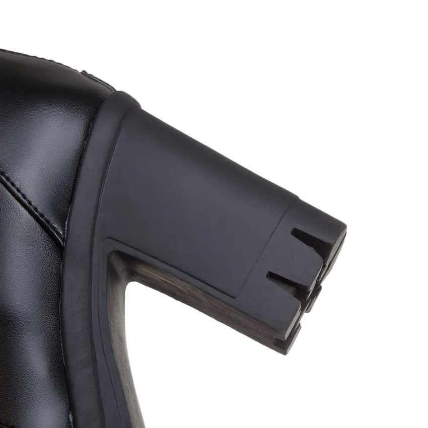 QUTAA/ г. Зимние ботильоны на платформе со шнуровкой из искусственной кожи на молнии модная женская обувь на высоком квадратном каблуке с пряжкой большие размеры 34-43
