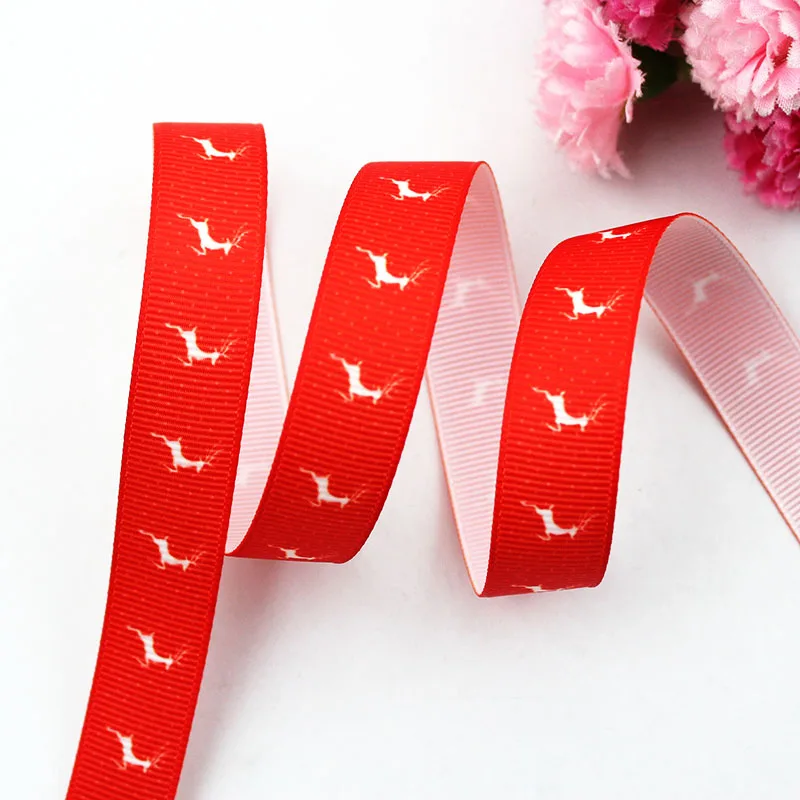 

5/8" 16mm Christmas moose heart printed grosgrain ribbon Packing Tape For Wedding DIY Crafts Gift Packing Belt DIY Hair Bow