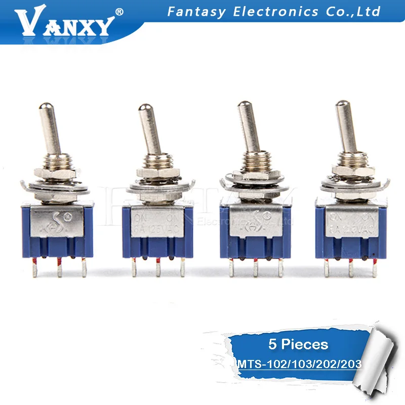 5 шт. Φ 6A 125V Mini 3/6PIN ON OFF/ON OFF Рычажные переключатели для включения освещения