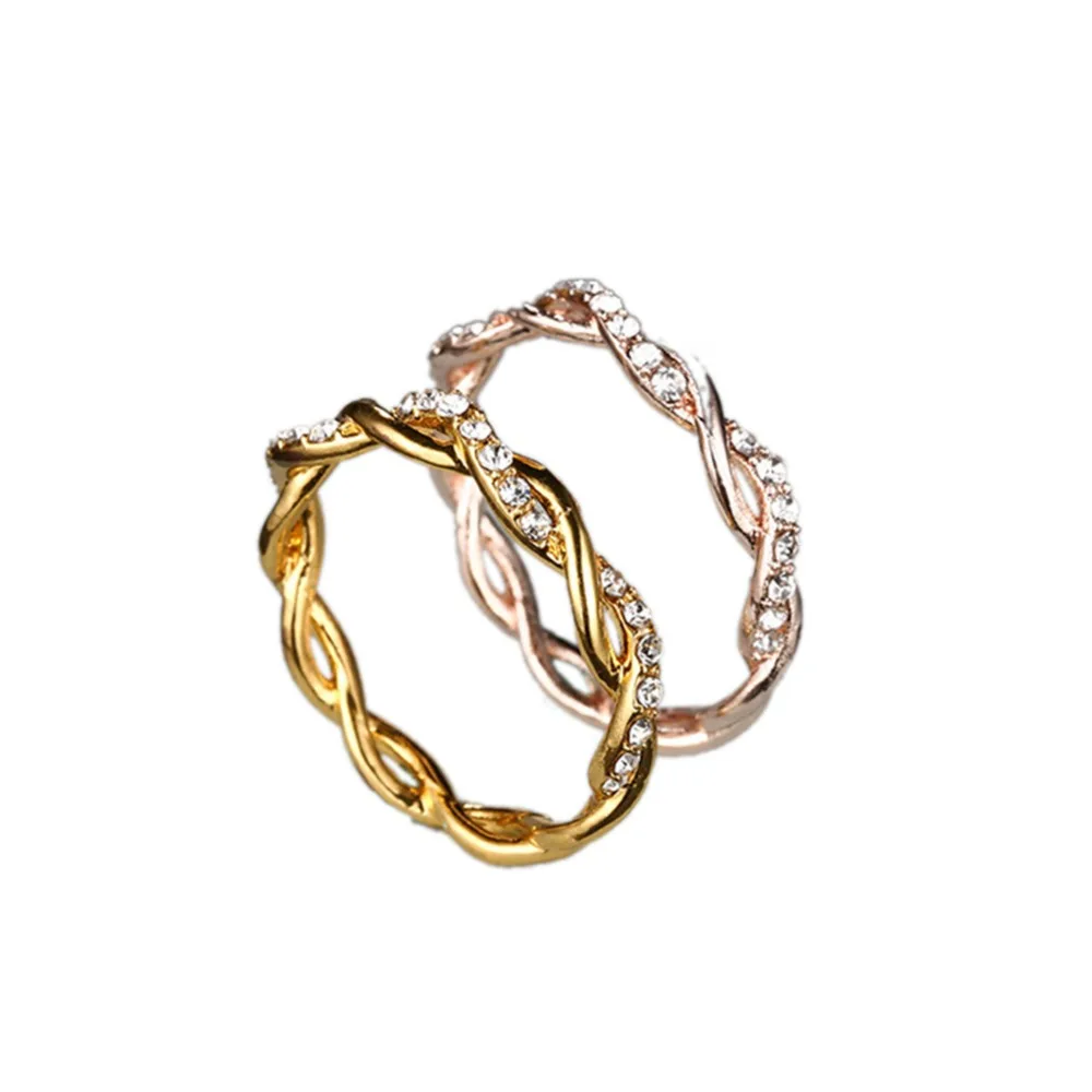 Fatpig Women Solid Rose Gold Stack Twisted Ring Wedding rings Women