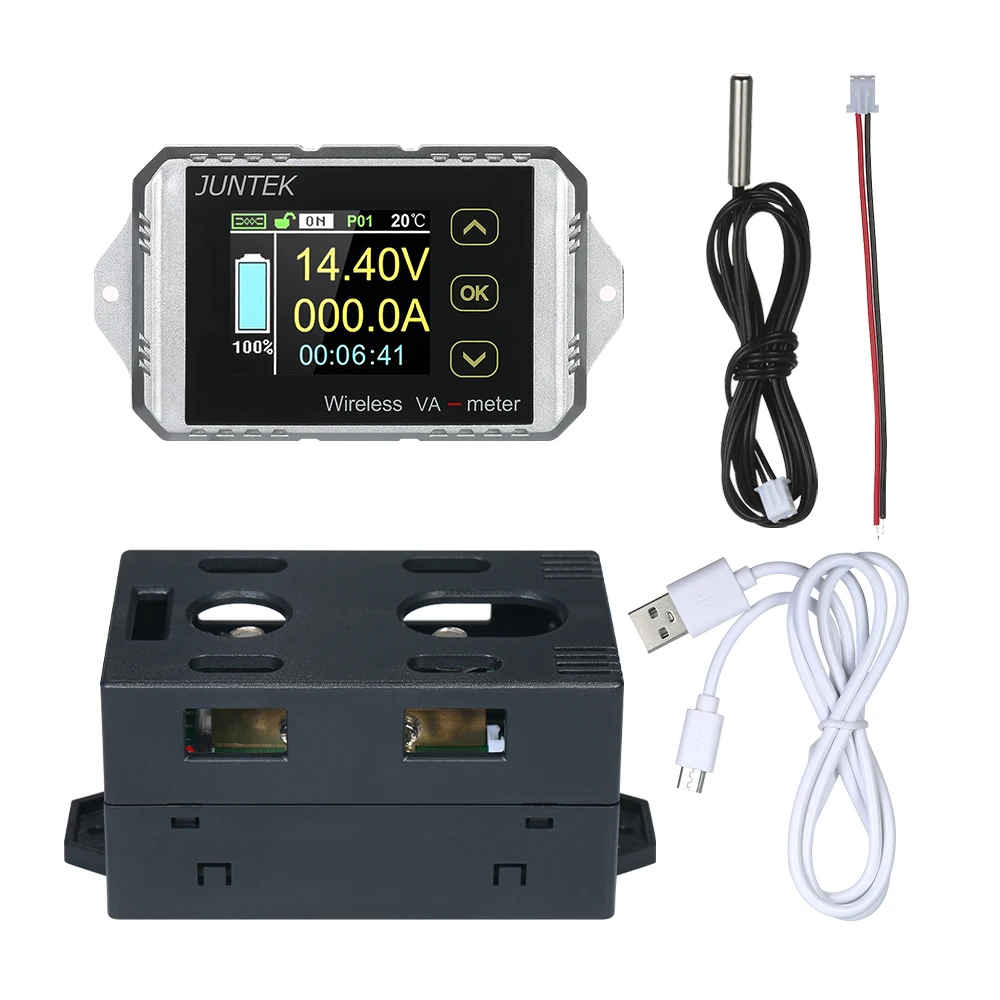 

JUNTEK DC 0.01-100V 0.01-100A Multifunctional Wireless Digital Bi-directional Voltage Current Power Meter Ammeter Voltmeter