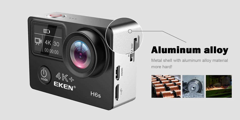 Экшн-камера EKEN H5S Plus Ultra HD с сенсорным экраном Ambarella A12 EIS 4 k/30fps 720 p/200fps 30M Водонепроницаемая Спортивная камера go Helmet pro