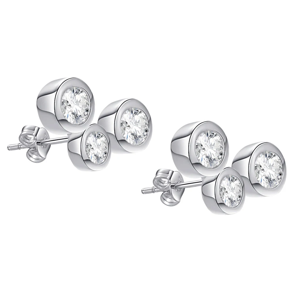 

Pretty Silver Plated Earrings For Women Wholesale Free Shipping Charm Christmas Gifts Fashion Jewelry three beautiful stones
