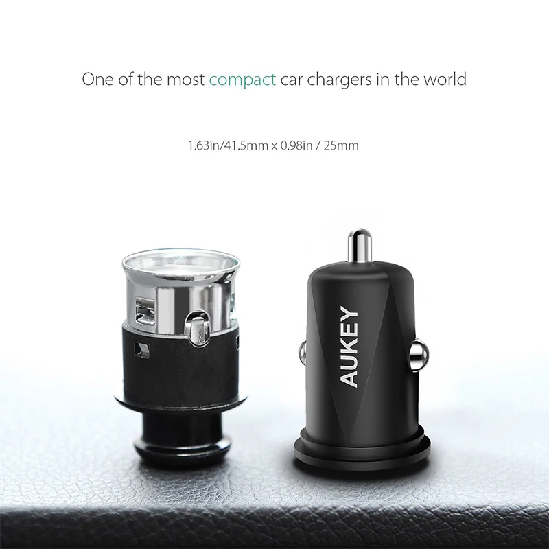 AUKEY Mini USB Автомобильное зарядное устройство 24 Вт Мобильный телефон быстрое
