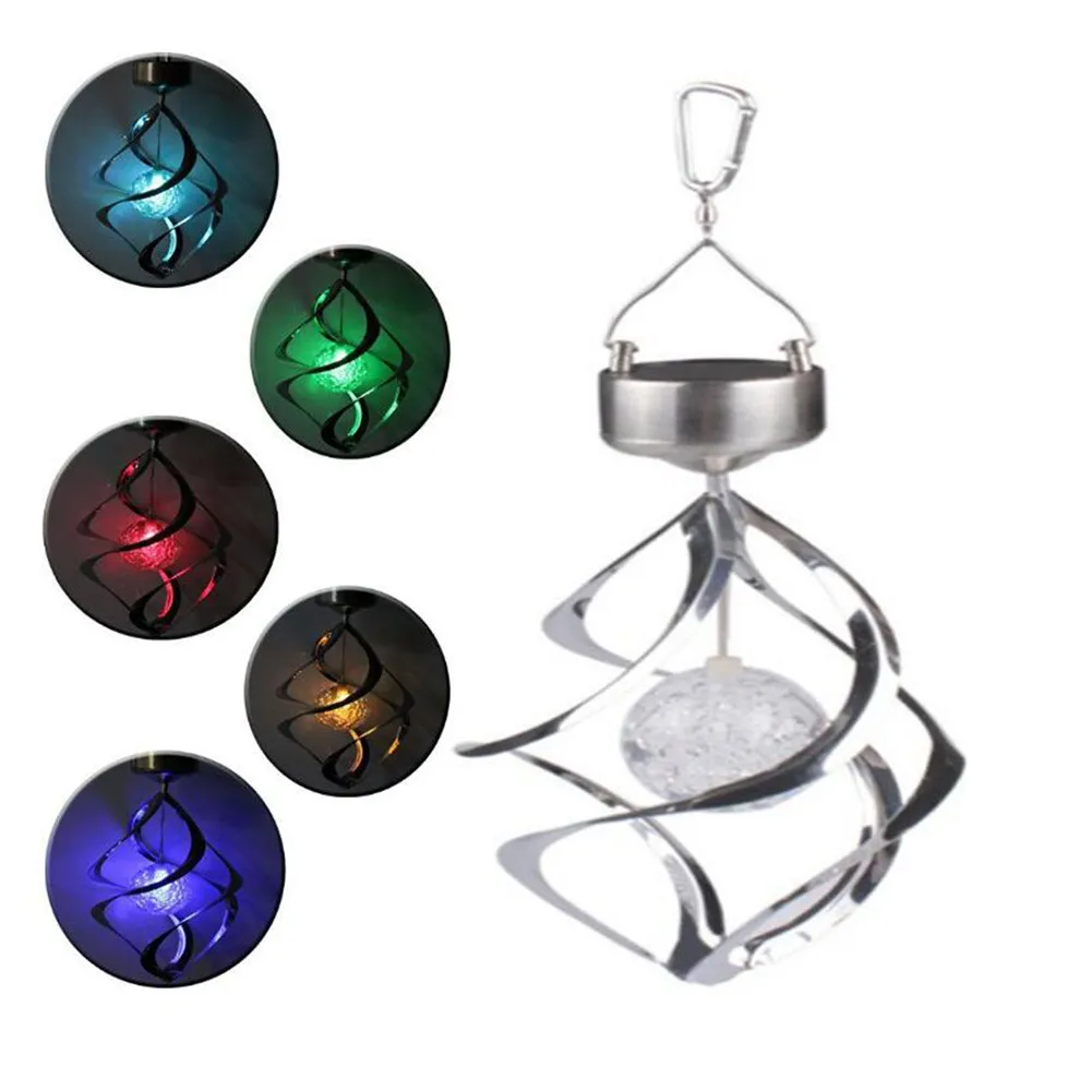 

Solar Wind Chime LED Colour Changing Hanging Wind Light Waterproof Spiral Spinner Lamp for Garden Yard Lawn Balcony Porch