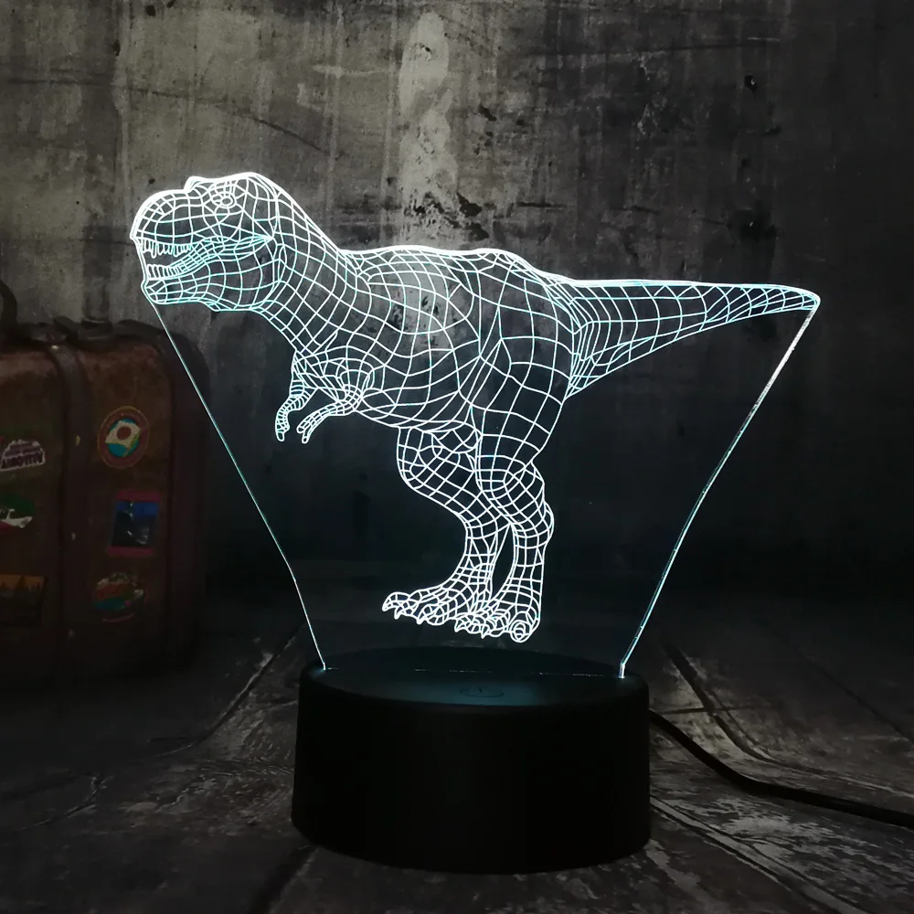 

New Cool Tyrannosaurus Rex Jurassic World Dinosaur Animal 3D LED Desk Lamp RGB Night Light USB Home Decro Kids Christmas Gift