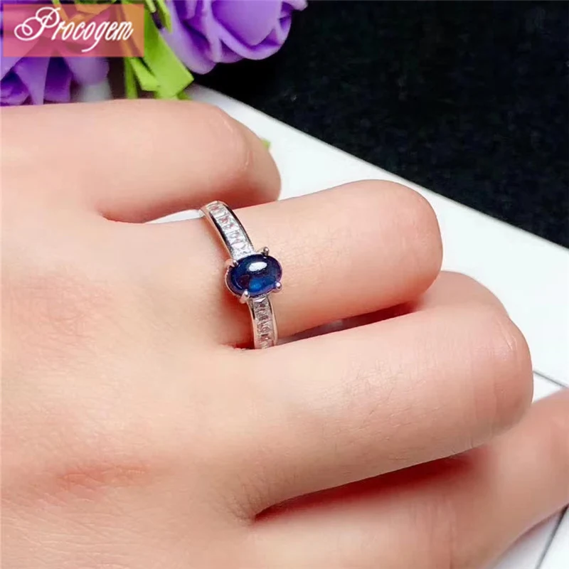 

Natural Blue elegent Sapphire Rings for Women Engagement gift 5x7mm 1Ct pure gemstone 925 Sterling silver fine Jewelry #251