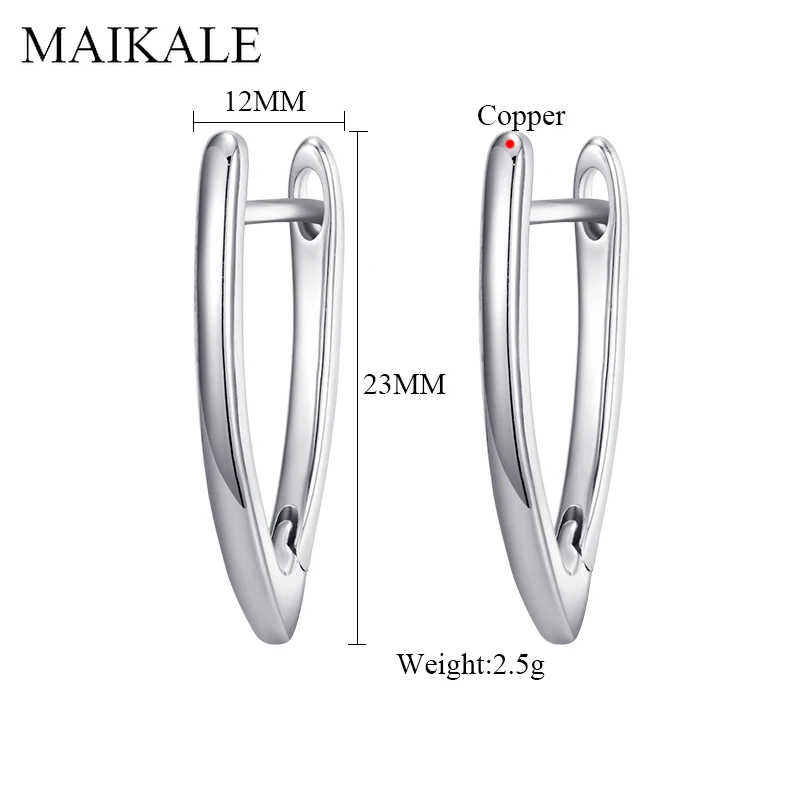 MAIKALE простые позолоченные/посеребренные медные серьги-гвоздики v-образная форма массивные серьги-гвоздики классические серьги-гвоздики для женщин ювелирные изделия подарки