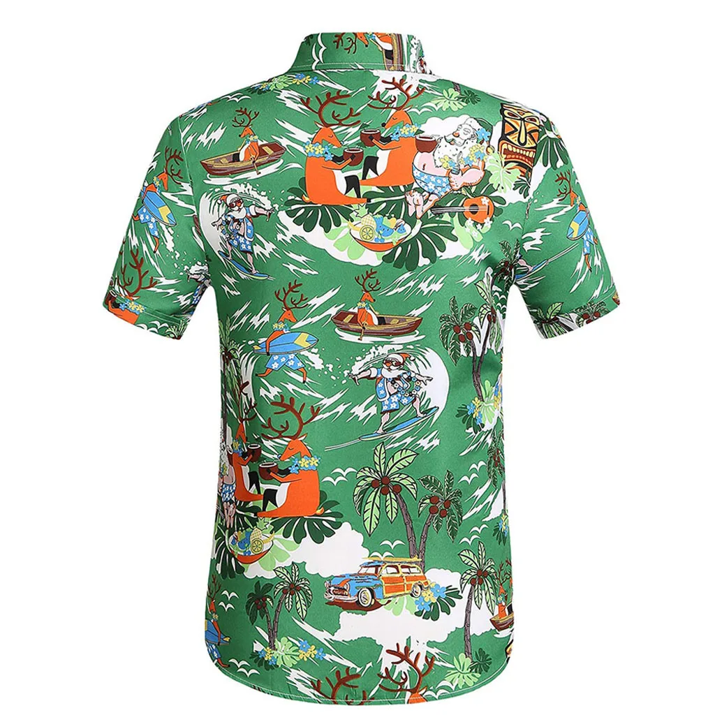 Брендовая приталенная Мужская рубашка Обычная Пляжная летняя рубашка больших размеров рубашка с короткими рукавами рокабилли Готический Цветочный Гавайский Алоха одежда