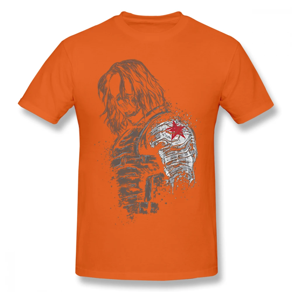 Зимний Солдат Bucky Barnes футболка унисекс мягкий хлопок Homme футболка популярная уличная одежда S-6XL размера плюс футболка - Цвет: Оранжевый