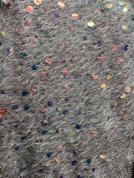 

Nigerian Net Lace Fabric with sequins S-221 hot selling sequins Embroidered French Tulle Lace Fabric