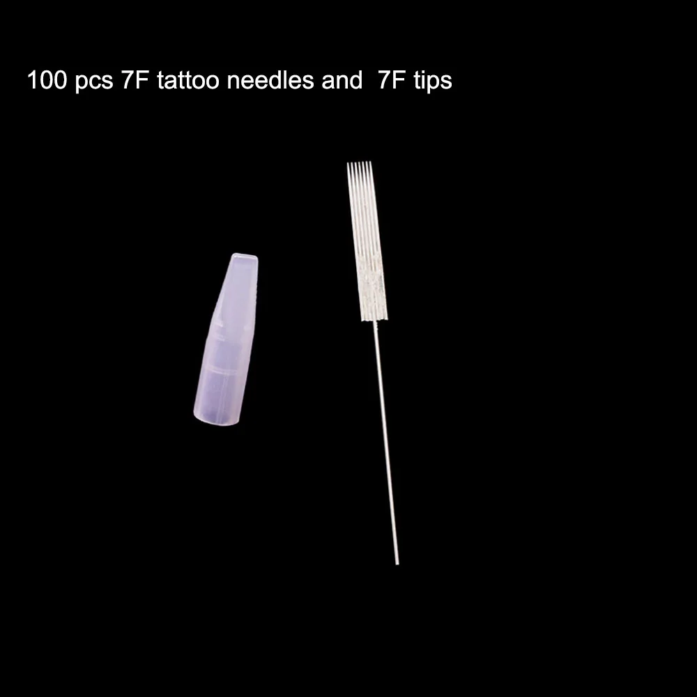 

Free Shipping 100pcs 7F Needles and 100pcs 7F Tips For Professional Permanent Makeup Eyebrow Eyelinere, Lips Tattoo Machine