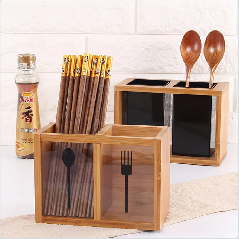Бамбуковые кухонные палочки для еды, полки, держатели для хранения, стойки, ложки, вилки, контейнер, органайзер, коробки, полка для стола, аксессуары, принадлежности