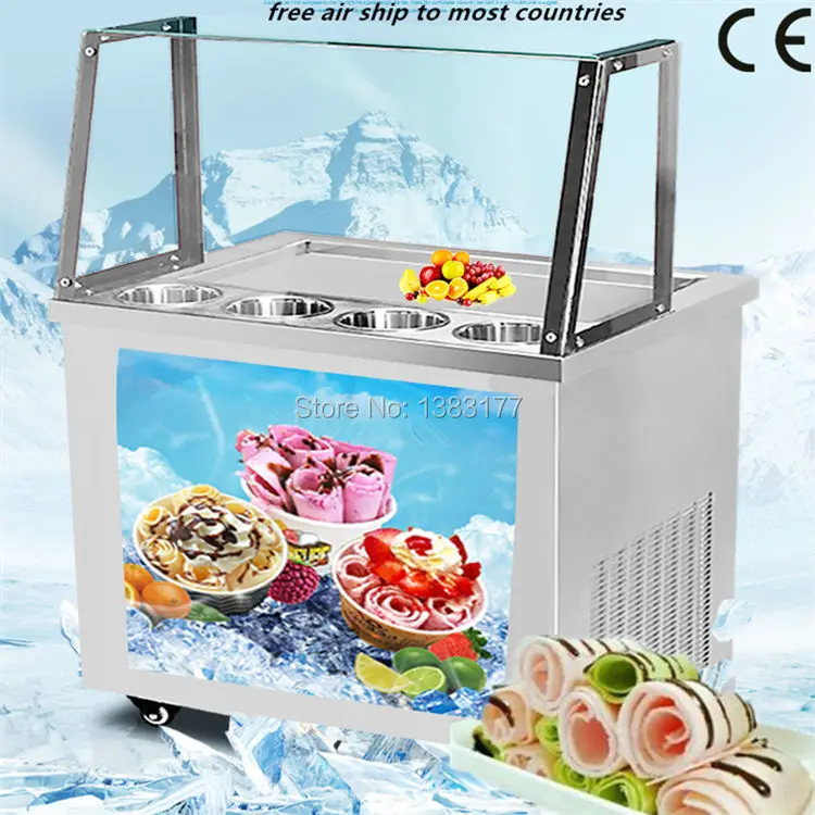 18 무료 공기 선박 당신의 홈 CE 타이어 아이스크림 기계 튀김 아이스크림 롤 기계 튀긴 아이스크림 기계 유리 커버