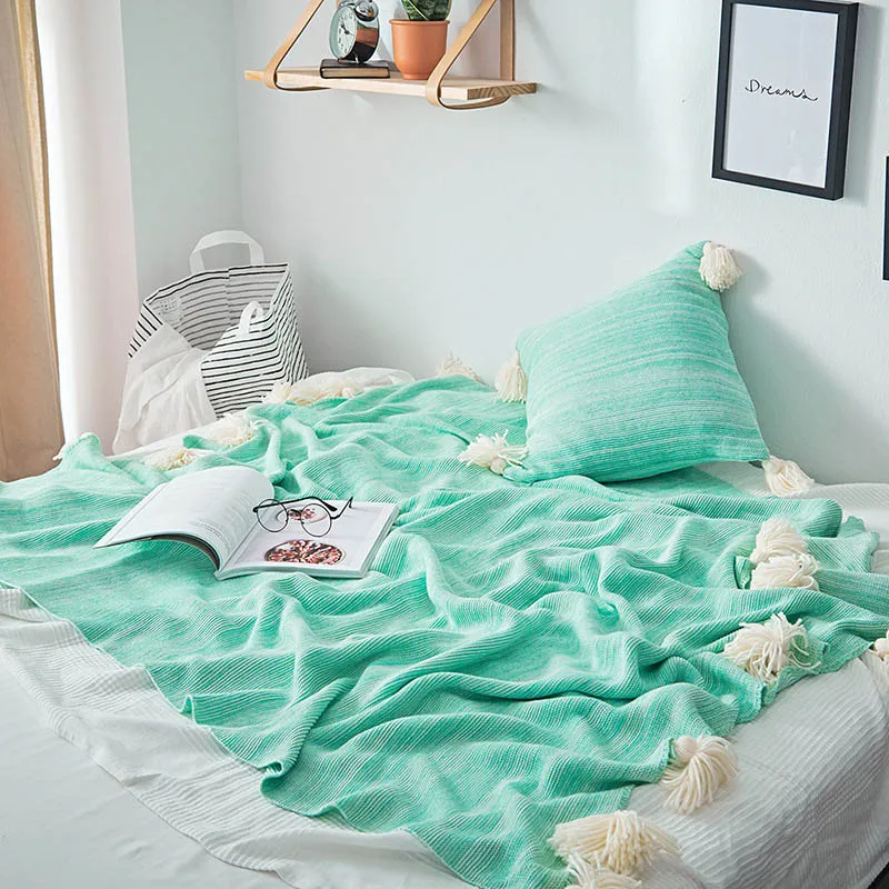 Cotton Throw Blanket Luxurious Lounge Cover Knitted Blankets Fit for