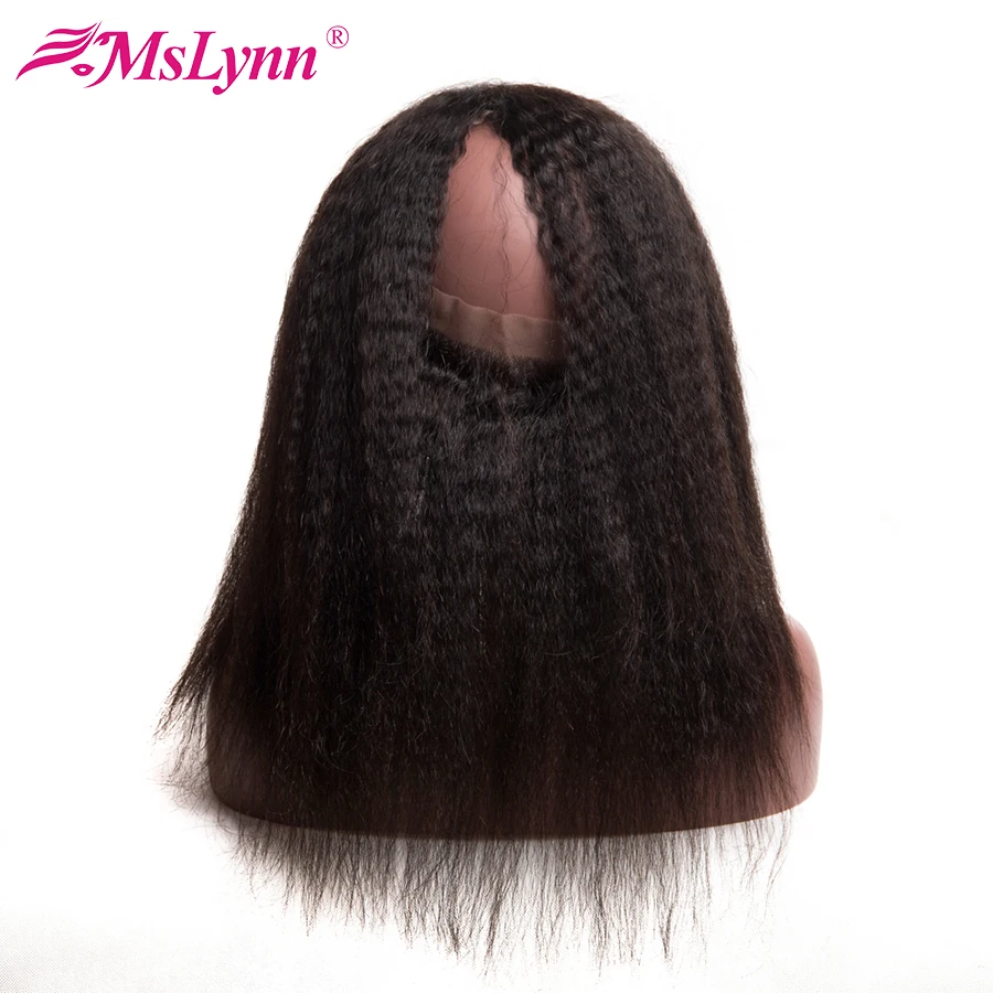 altMslynn 360 Lace Frontal With Bundle Brazilian Kinky Straight Hair 3 Bundles With Closure Human Hair Weave Extension Non Remy