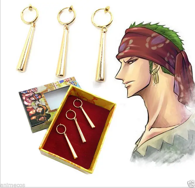 

One Piece Pirate Hunter Roronoa Zoro Cosplay Ear Clip Earrings New in Box