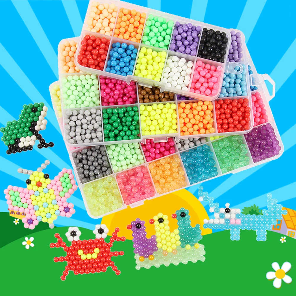 

Multicolor Magic Beads DIY Puzzles for Children Colorful Water Mist Perler Beads 3D Puzzle Pieducational Montessori Toy