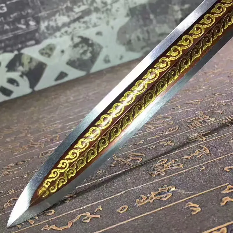 

Hand forging HanJian Sword Katana High Carbon Steel Blade Ebony Scabbard Brass Fitting Golden Handle Full Tang HL