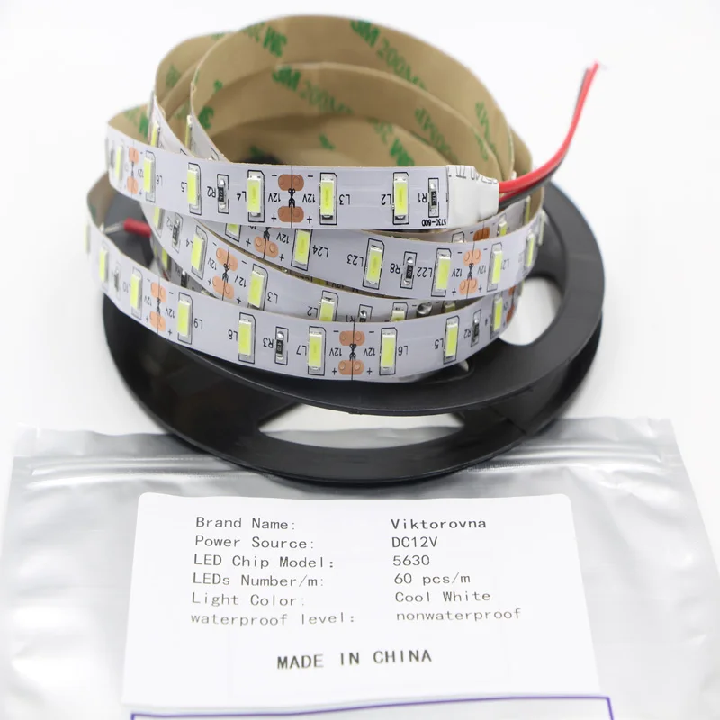 Гибкая светодиодная лента 5630 SMD 60LED ip65 5 м 12 В постоянного тока не