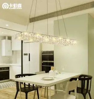 

L Restaurant light modern minimalist rectangular crystal chandelier creative personality bar lamp living room lamp home led