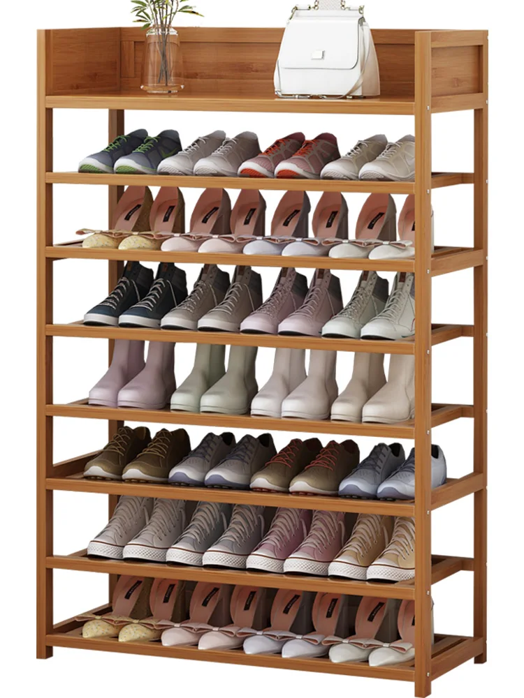 Простой стеллаж для хранения обуви многофункциональный домашний шкафчик для обуви многослойный пылезащитный экономичный твердый деревянная обувная полка