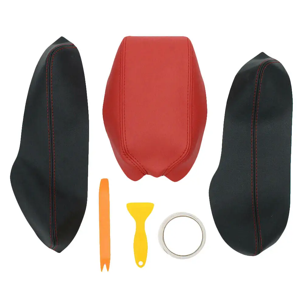 3PCS Pu Leather Center Armrest Box Case Cover Trim For Honda Civic 10th 16~ Civic Car Armrest Box With Glue Tools