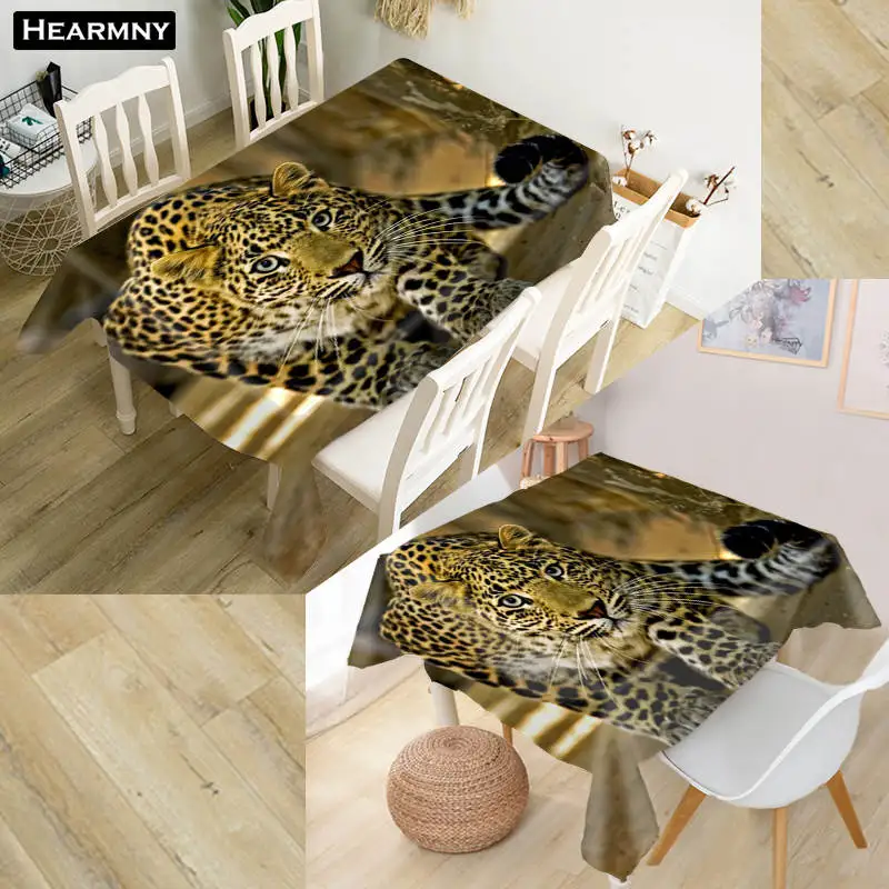 

Custom Leopard Animals Tablecloth Waterproof Oxford Fabric Square/Rectangular Tablecloth For Wedding Table Cloth Cover TV Covers