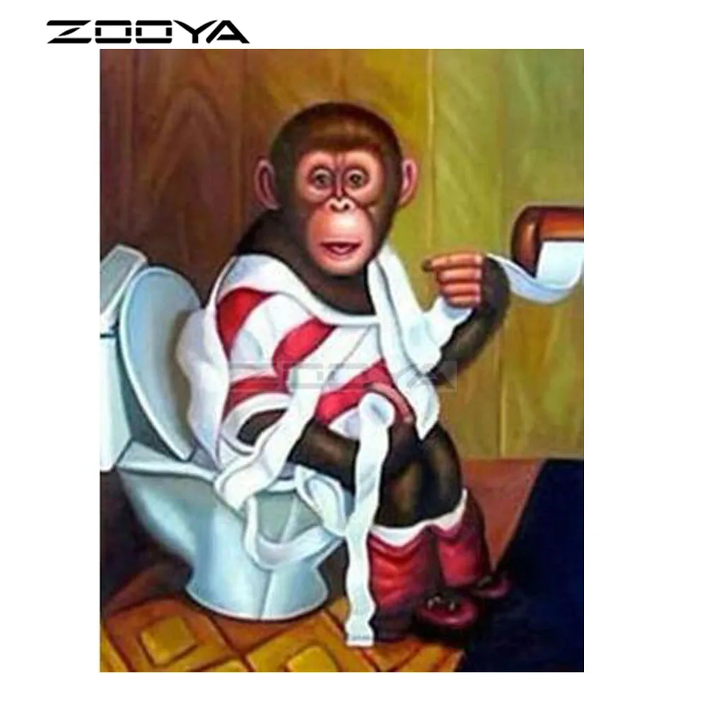 

ZOOYA 5d Diamond Painting Monkey diy Diamond Embroidery animal Mosaic Rhinestones Full Round drill Painting by numbers R2957